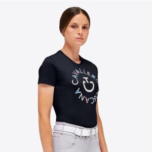 Cavalleria Toscana T-Shirt Damen Pixel Stitch Orbit Cotton FS 2023 Kurzarmshirt