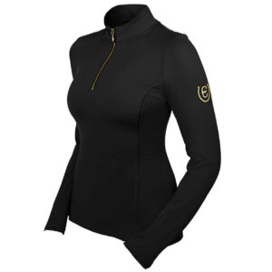 Equestrian Stockholm  Baselayer Damen Vision Top Black Gold Langarmshirt