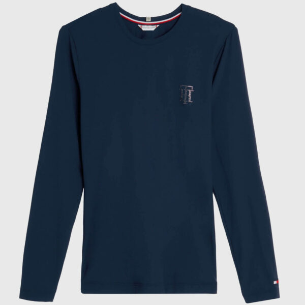 Tommy Hilfiger Equestrian T-Shirt Damen Performance TH Strass FS 2023 Langarm