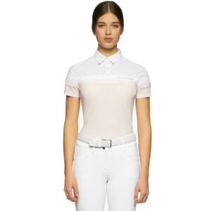 Cavalleria Toscana Trainings-Poloshirt Damen Perforated Jersey Short Sleeve w/ Jersey Stripes