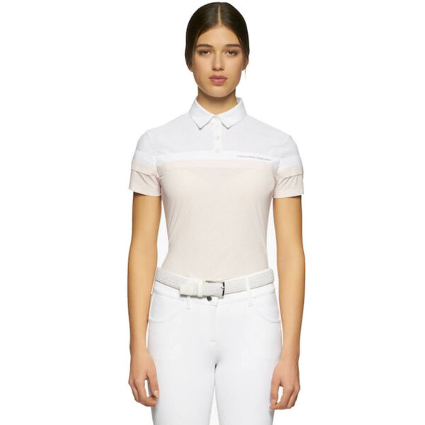 Cavalleria Toscana Trainings-Poloshirt Damen Perforated Jersey Short Sleeve w/ Jersey Stripes