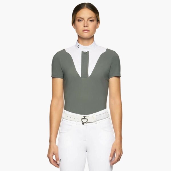 Cavalleria Toscana Turniershirt Damen Jersey w/ Poplin Bib S/S HW 2022 Shirt kurzarm